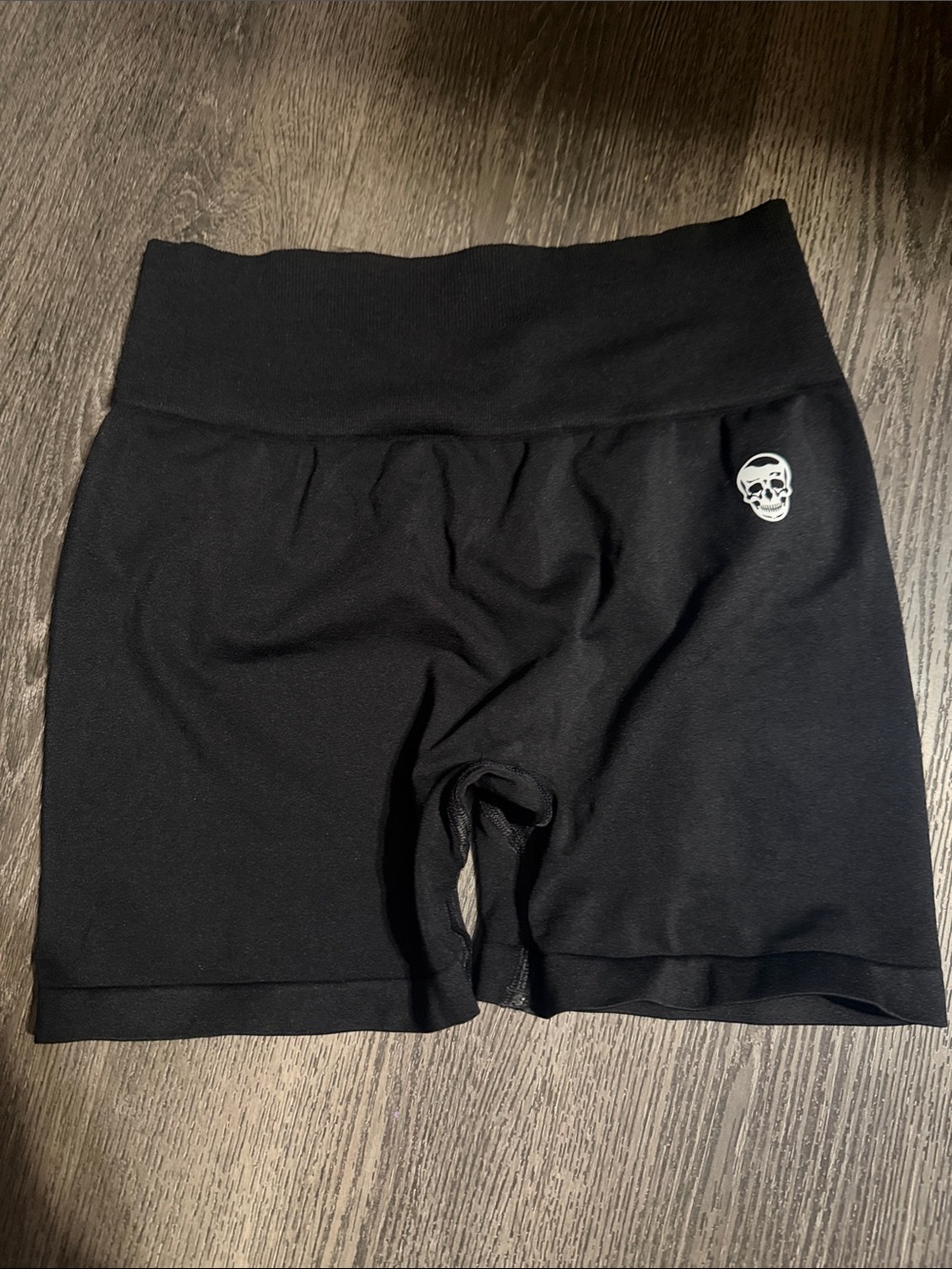 Gymreaper Black Women's High-Waist Active Shorts with Skull Detail